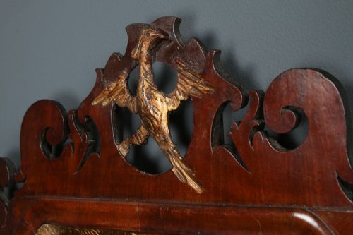 fig 3. Antique English Georgian Chippendale Walnut & Gilt Wall Hanging Portrait Mirror (Circa 1780)