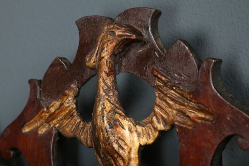 fig 5. Antique English Georgian Chippendale Walnut & Gilt Wall Hanging Portrait Mirror (Circa 1780)