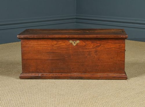 fig 2. Antique English Georgian Elm Flat-Top Blanket Chest (Circa 1820)