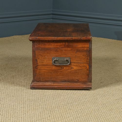 fig 3. Antique English Georgian Elm Flat-Top Blanket Chest (Circa 1820)