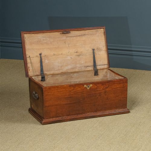 fig 5. Antique English Georgian Elm Flat-Top Blanket Chest (Circa 1820)