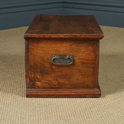 fig 6. Antique English Georgian Elm Flat-Top Blanket Chest (Circa 1820)