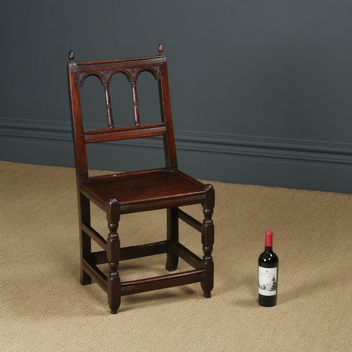 fig 2. Antique English 17th Century Solid Oak Derbyshire Side Chair (Circa 1680)