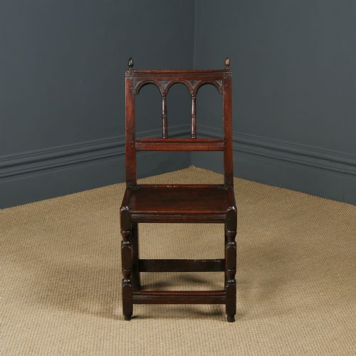 fig 3. Antique English 17th Century Solid Oak Derbyshire Side Chair (Circa 1680)