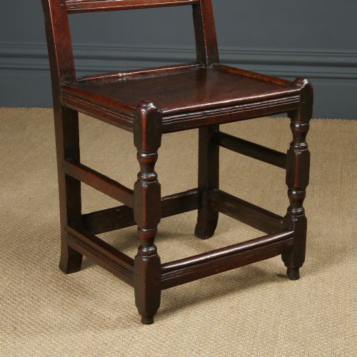 fig 4. Antique English 17th Century Solid Oak Derbyshire Side Chair (Circa 1680)