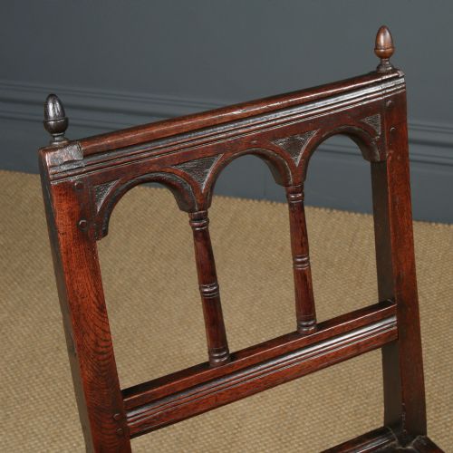 fig 5. Antique English 17th Century Solid Oak Derbyshire Side Chair (Circa 1680)