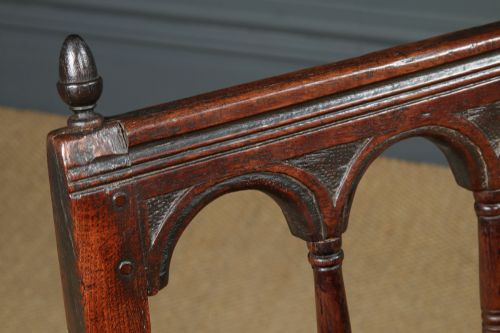 fig 6. Antique English 17th Century Solid Oak Derbyshire Side Chair (Circa 1680)