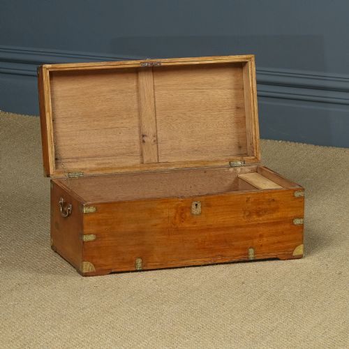 fig 1. Small Antique Asian Chinese Victorian Camphor Wood Campaign Chest (Circa 1870)