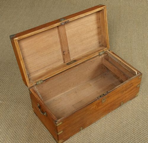 fig 2. Small Antique Asian Chinese Victorian Camphor Wood Campaign Chest (Circa 1870)