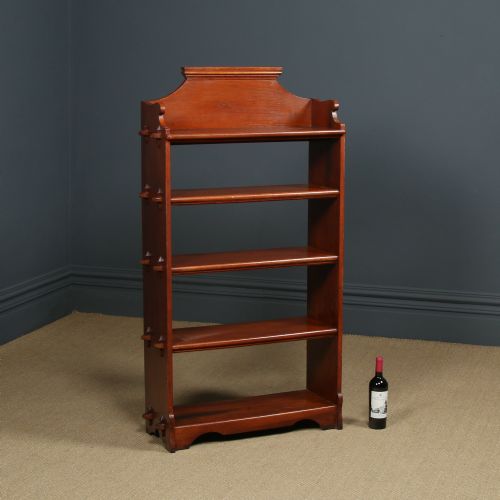 fig 1. Antique English Arts & Crafts Oak Open Five Shelf Bookcase / Bookshelves (Circa 1930)