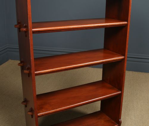 fig 5. Antique English Arts & Crafts Oak Open Five Shelf Bookcase / Bookshelves (Circa 1930)