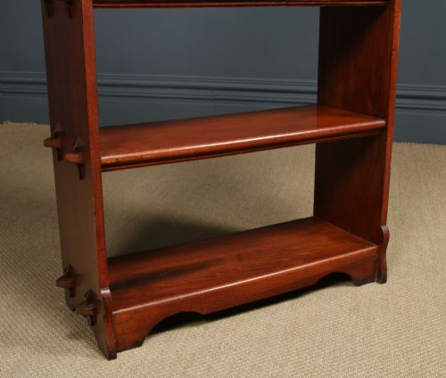 fig 6. Antique English Arts & Crafts Oak Open Five Shelf Bookcase / Bookshelves (Circa 1930)