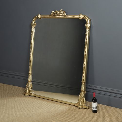 LARGE 5FT ANTIQUE ENGLISH REGENCY WILLIAM IV CARVED GILT WALL HANGING OVERMANTLE OVERMANTEL MANTELPIECE MIRROR CIRCA 1835 - ADDITIONAL PHOTO 1