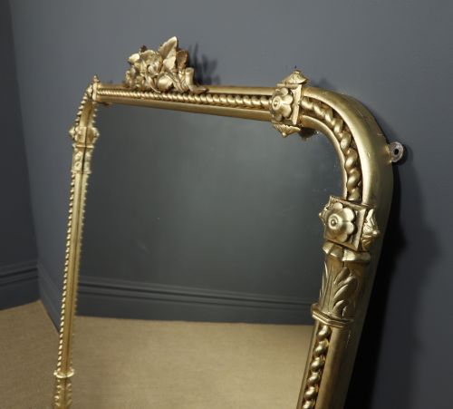 LARGE 5FT ANTIQUE ENGLISH REGENCY WILLIAM IV CARVED GILT WALL HANGING OVERMANTLE OVERMANTEL MANTELPIECE MIRROR CIRCA 1835 - ADDITIONAL PHOTO 5