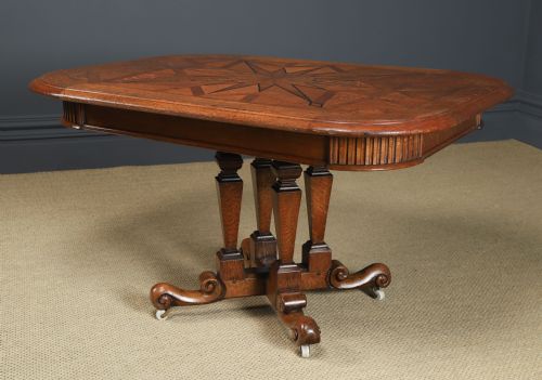 ANTIQUE CONTINENTAL VICTORIAN OAK EBONY PARQUET RECTANGLE OCCASIONAL LOO CENTRE DINING TABLE CIRCA 1860 - ADDITIONAL PHOTO 4