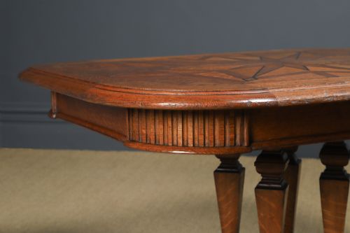 ANTIQUE CONTINENTAL VICTORIAN OAK EBONY PARQUET RECTANGLE OCCASIONAL LOO CENTRE DINING TABLE CIRCA 1860 - ADDITIONAL PHOTO 5