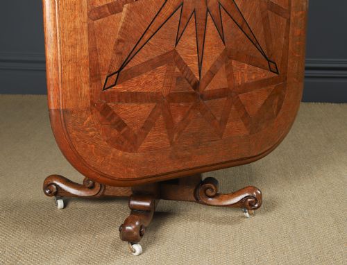 ANTIQUE CONTINENTAL VICTORIAN OAK EBONY PARQUET RECTANGLE OCCASIONAL LOO CENTRE DINING TABLE CIRCA 1860 - ADDITIONAL PHOTO 13