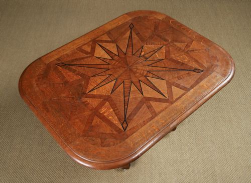 ANTIQUE CONTINENTAL VICTORIAN OAK EBONY PARQUET RECTANGLE OCCASIONAL LOO CENTRE DINING TABLE CIRCA 1860 - ADDITIONAL PHOTO 15