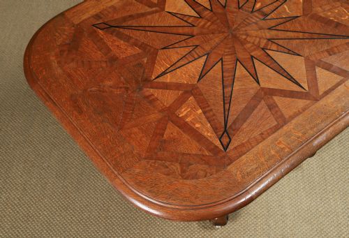 ANTIQUE CONTINENTAL VICTORIAN OAK EBONY PARQUET RECTANGLE OCCASIONAL LOO CENTRE DINING TABLE CIRCA 1860 - ADDITIONAL PHOTO 16