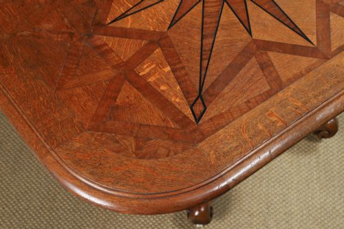 ANTIQUE CONTINENTAL VICTORIAN OAK EBONY PARQUET RECTANGLE OCCASIONAL LOO CENTRE DINING TABLE CIRCA 1860 - ADDITIONAL PHOTO 19
