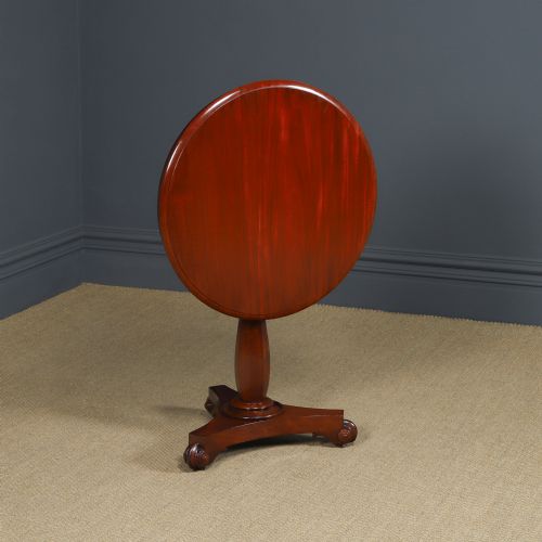 fig 1. Antique English William IV Mahogany Wine Round Circular Wine / Centre / Occasional / Lamp Pedestal Table (Circa 1835)