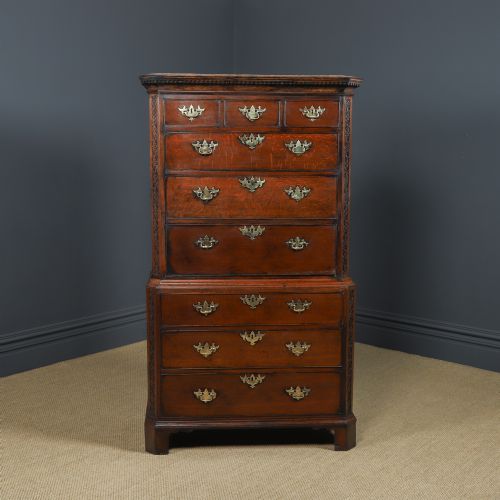 ANTIQUE IRISH GEORGIAN CHIPPENDALE OAK CHEST ON CHEST OF DRAWERS TALLBOY HIGHBOY SECRETAIRE CIRCA 1780 - ADDITIONAL PHOTO 1