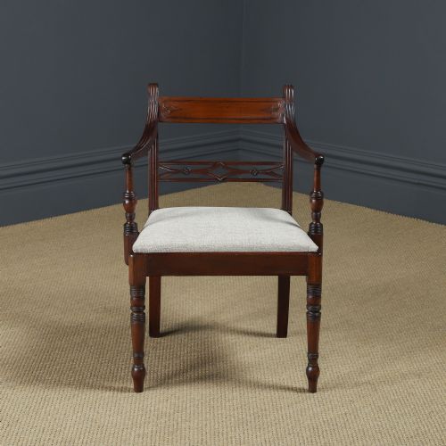 fig 2. Antique English Georgian Regency Mahogany Dining Office Desk Occasional Carver / Armchair Chair (Circa 1830)
