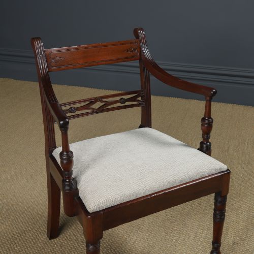 fig 3. Antique English Georgian Regency Mahogany Dining Office Desk Occasional Carver / Armchair Chair (Circa 1830)