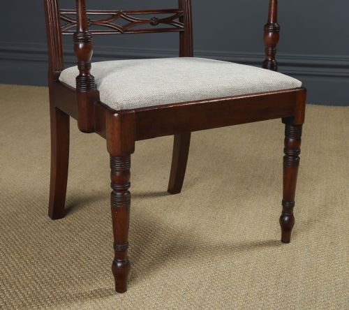 fig 4. Antique English Georgian Regency Mahogany Dining Office Desk Occasional Carver / Armchair Chair (Circa 1830)