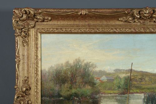ANTIQUE ENGLISH VICTORIAN ANGLERS ASSISTANT FISHING LANDSCAPE OIL PAINTING PICTURE BY PAUL H ELLIS CIRCA 1890 - ADDITIONAL PHOTO 2