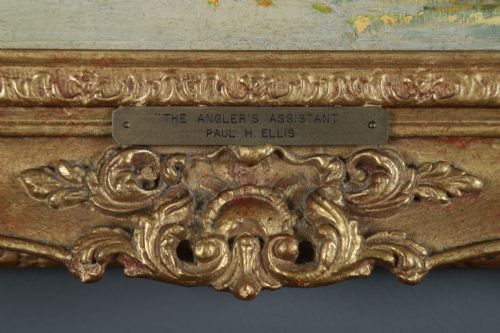 ANTIQUE ENGLISH VICTORIAN ANGLERS ASSISTANT FISHING LANDSCAPE OIL PAINTING PICTURE BY PAUL H ELLIS CIRCA 1890 - ADDITIONAL PHOTO 5