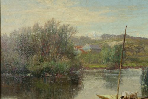 ANTIQUE ENGLISH VICTORIAN ANGLERS ASSISTANT FISHING LANDSCAPE OIL PAINTING PICTURE BY PAUL H ELLIS CIRCA 1890 - ADDITIONAL PHOTO 8