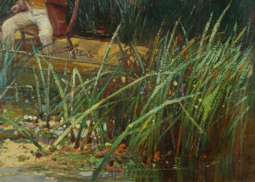 ANTIQUE ENGLISH VICTORIAN ANGLERS ASSISTANT FISHING LANDSCAPE OIL PAINTING PICTURE BY PAUL H ELLIS CIRCA 1890 - ADDITIONAL PHOTO 10