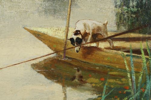 ANTIQUE ENGLISH VICTORIAN ANGLERS ASSISTANT FISHING LANDSCAPE OIL PAINTING PICTURE BY PAUL H ELLIS CIRCA 1890 - ADDITIONAL PHOTO 12