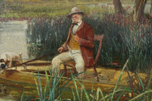 ANTIQUE ENGLISH VICTORIAN ANGLERS ASSISTANT FISHING LANDSCAPE OIL PAINTING PICTURE BY PAUL H ELLIS CIRCA 1890 - ADDITIONAL PHOTO 14