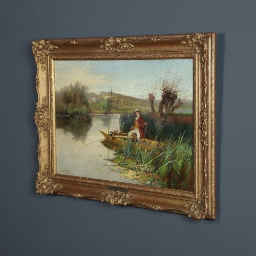ANTIQUE ENGLISH VICTORIAN ANGLERS ASSISTANT FISHING LANDSCAPE OIL PAINTING PICTURE BY PAUL H ELLIS CIRCA 1890 - ADDITIONAL PHOTO 15