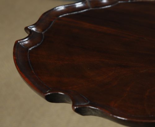 fig 5. Antique English Georgian Chippendale Style Small Mahogany Round Circular Wine / Occasional / Lamp Pedestal Table (Circa 1910)