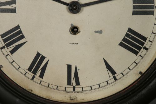 ANTIQUE 135 MAHOGANY ANGLO SWISS WATCH CO RAILWAY STATION SCHOOL ROUND DIAL WALL CLOCK TIMEPIECE - ADDITIONAL PHOTO 5