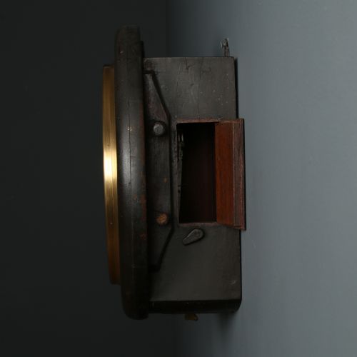 ANTIQUE 135 MAHOGANY ANGLO SWISS WATCH CO RAILWAY STATION SCHOOL ROUND DIAL WALL CLOCK TIMEPIECE - ADDITIONAL PHOTO 18