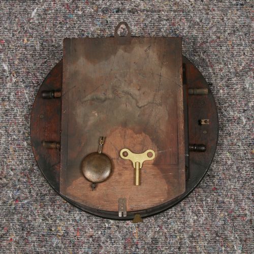 ANTIQUE 135 MAHOGANY ANGLO SWISS WATCH CO RAILWAY STATION SCHOOL ROUND DIAL WALL CLOCK TIMEPIECE - ADDITIONAL PHOTO 22