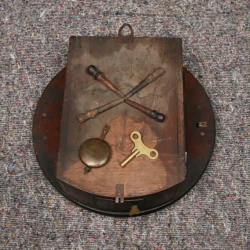 ANTIQUE 135 MAHOGANY ANGLO SWISS WATCH CO RAILWAY STATION SCHOOL ROUND DIAL WALL CLOCK TIMEPIECE - ADDITIONAL PHOTO 25