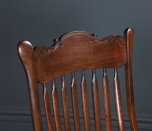 fig 2. Antique American Edwardian Sheriff’s Oak & Green Leather Revolving Office Desk Chair / Armchair (Circa 1910)