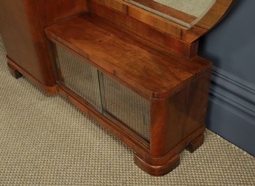 ANTIQUE CONTINENTAL ART DECO WALNUT PEDESTAL DRESSING VANITY TABLE WITH MIRRORS CIRCA 1930 - ADDITIONAL PHOTO 8