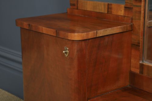 ANTIQUE CONTINENTAL ART DECO WALNUT PEDESTAL DRESSING VANITY TABLE WITH MIRRORS CIRCA 1930 - ADDITIONAL PHOTO 10
