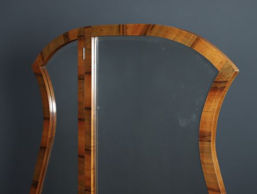 ANTIQUE CONTINENTAL ART DECO WALNUT PEDESTAL DRESSING VANITY TABLE WITH MIRRORS CIRCA 1930 - ADDITIONAL PHOTO 12