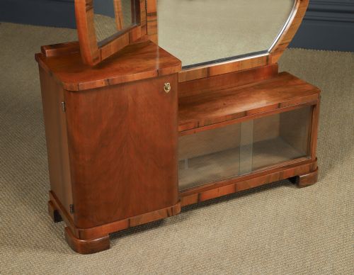 ANTIQUE CONTINENTAL ART DECO WALNUT PEDESTAL DRESSING VANITY TABLE WITH MIRRORS CIRCA 1930 - ADDITIONAL PHOTO 18