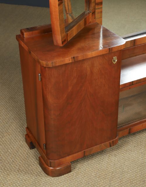 ANTIQUE CONTINENTAL ART DECO WALNUT PEDESTAL DRESSING VANITY TABLE WITH MIRRORS CIRCA 1930 - ADDITIONAL PHOTO 19