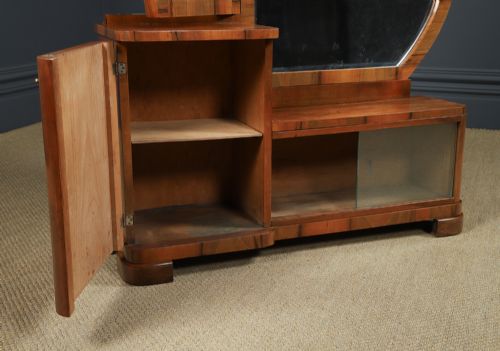 ANTIQUE CONTINENTAL ART DECO WALNUT PEDESTAL DRESSING VANITY TABLE WITH MIRRORS CIRCA 1930 - ADDITIONAL PHOTO 22