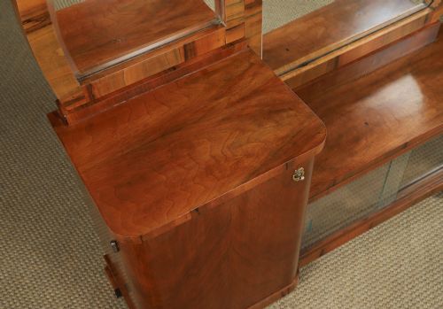 ANTIQUE CONTINENTAL ART DECO WALNUT PEDESTAL DRESSING VANITY TABLE WITH MIRRORS CIRCA 1930 - ADDITIONAL PHOTO 26