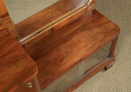 ANTIQUE CONTINENTAL ART DECO WALNUT PEDESTAL DRESSING VANITY TABLE WITH MIRRORS CIRCA 1930 - ADDITIONAL PHOTO 27
